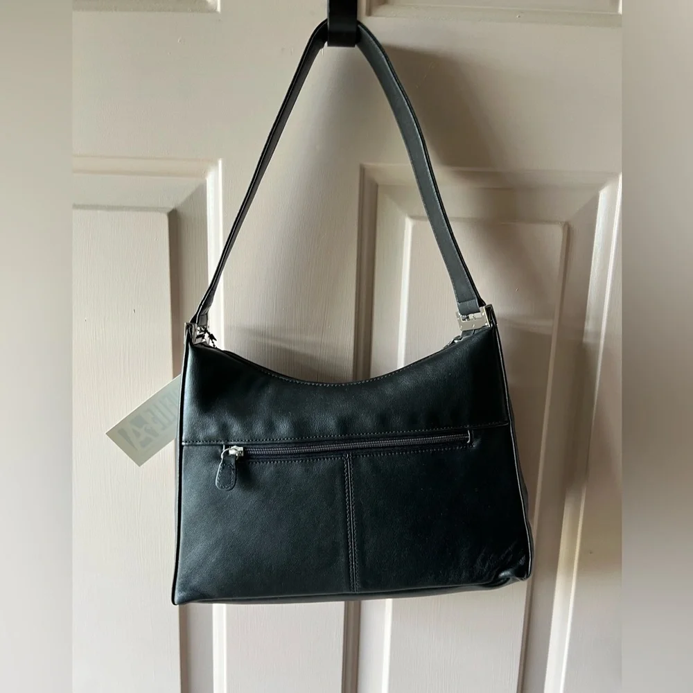 Aurielle Black Leather Shoulder Bag Handbag Card Case Key Chain 11.5x8.5